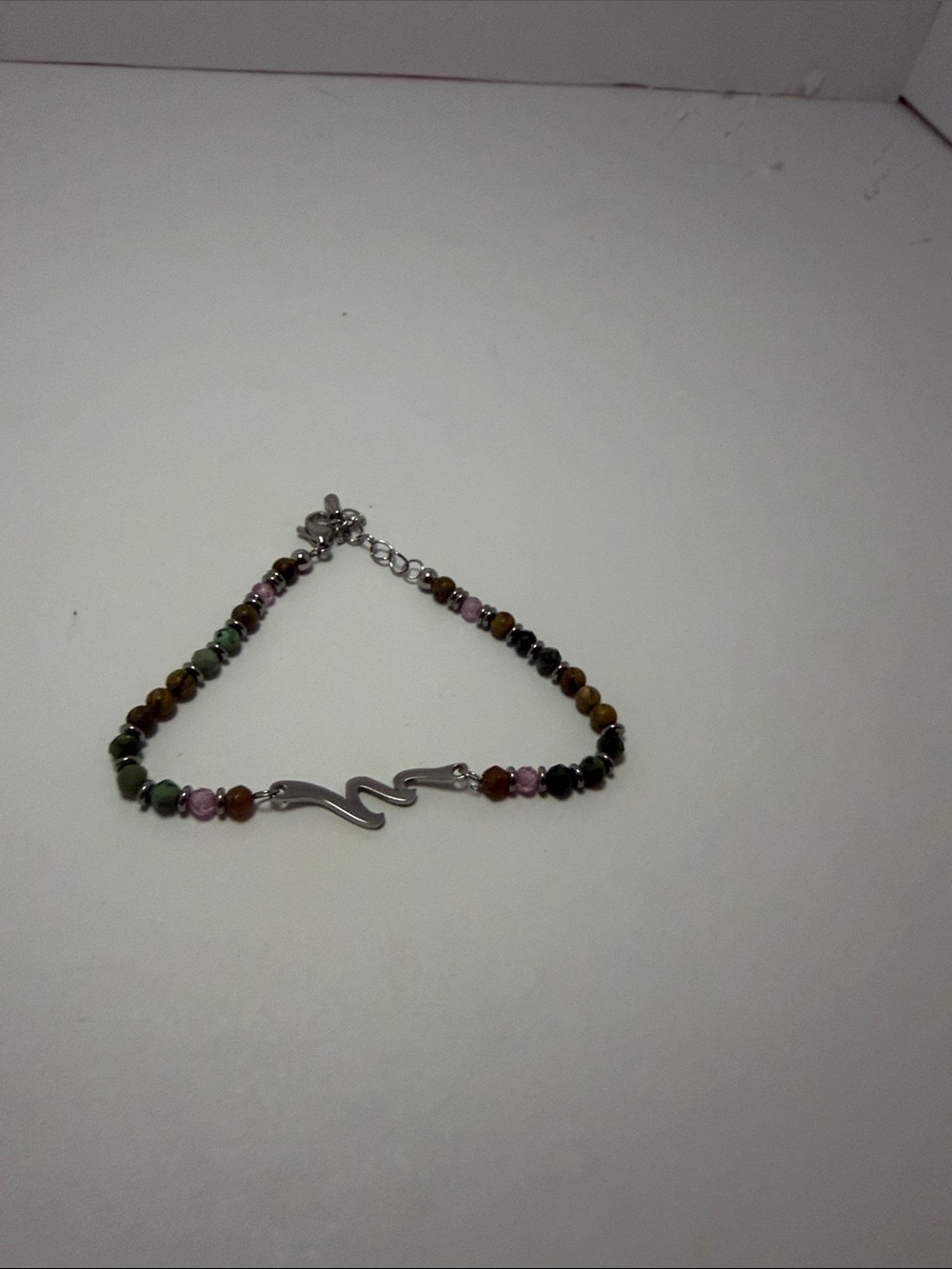 Multicolor Stone Beaded Bracelet with Silver Accent